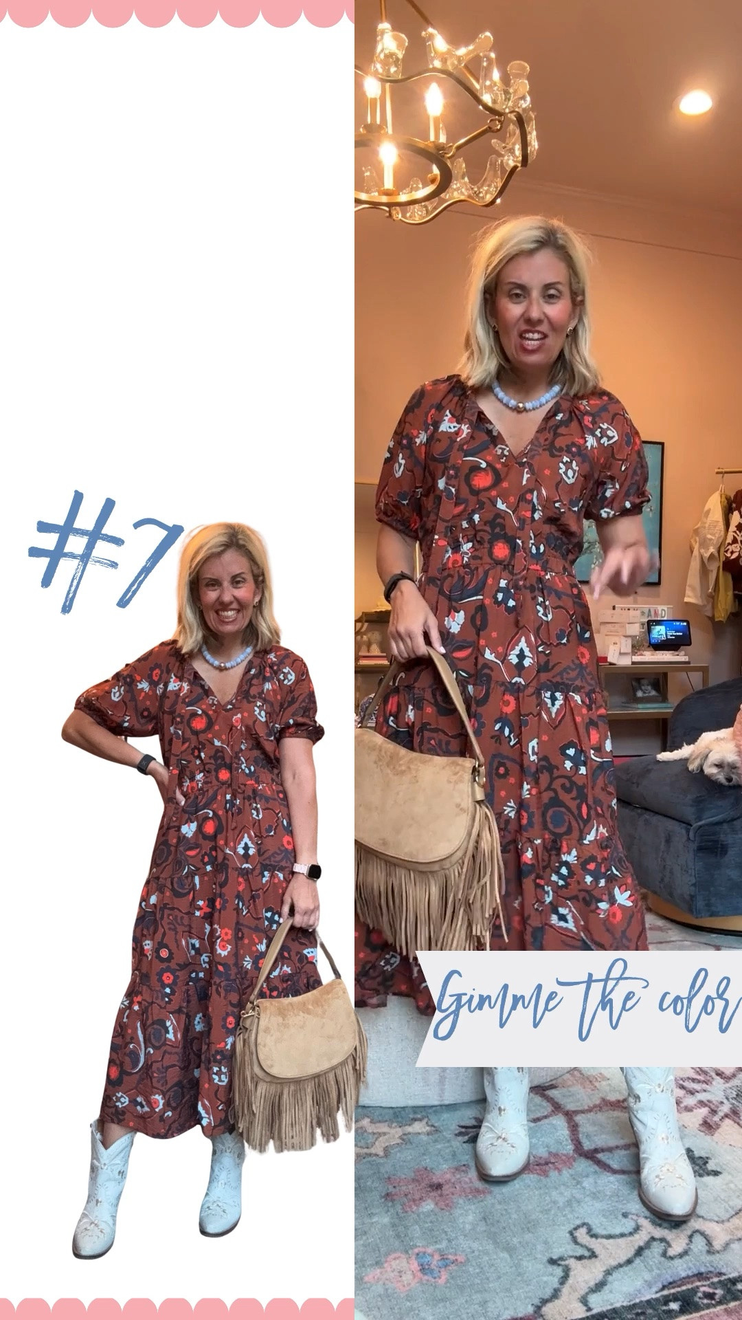Oh the colors of this dress are so good! Perfect color combo! I’m wearing xs dress and 8 boots tts. 

*code mixandmatch at Erin McDermott

#LTKdayinmylife #LTKootd #LTKmomlife