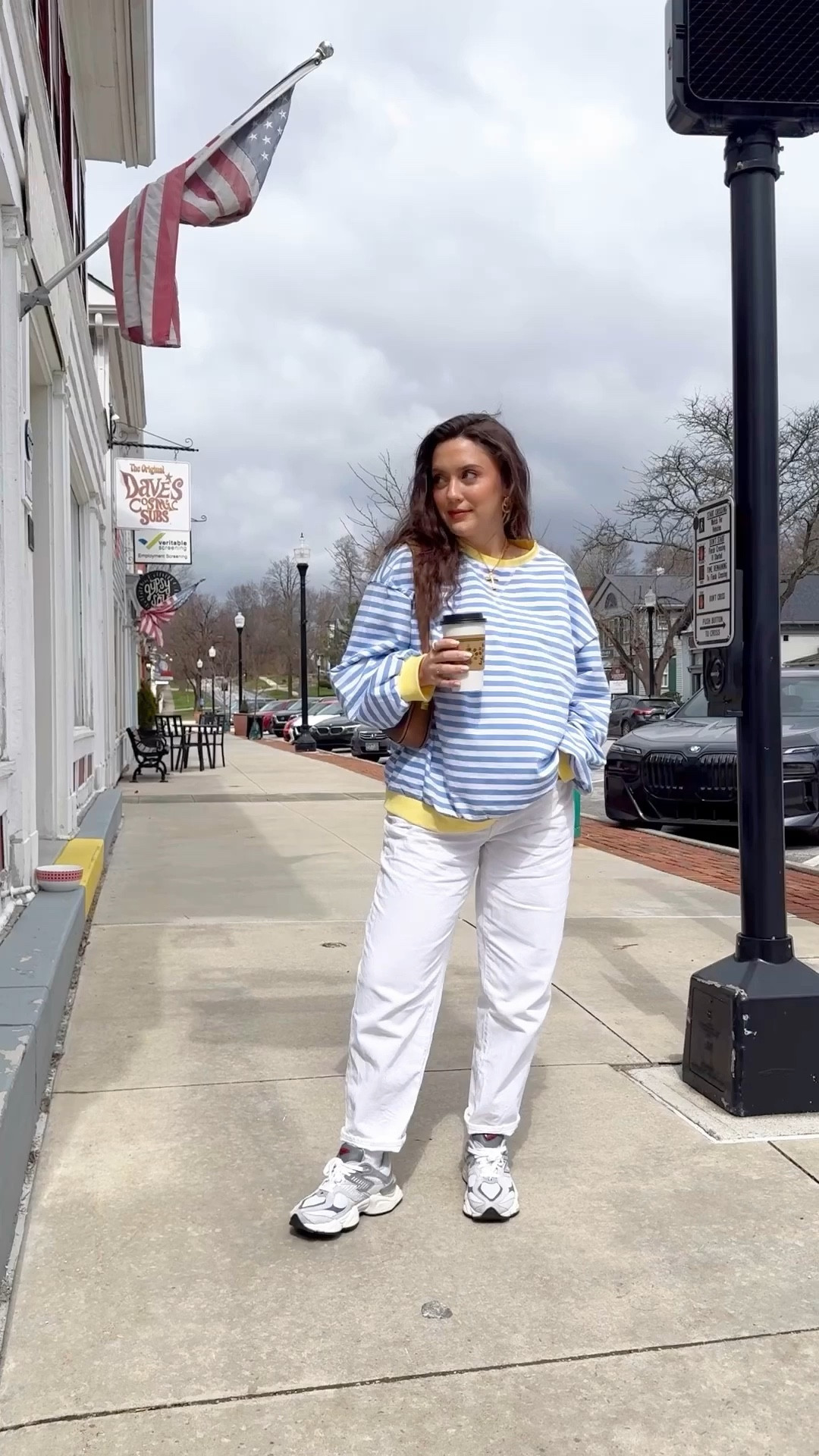 Striped crewneck / XL
White denim / 29 (run big) 