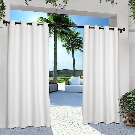 Exclusive Home Cabana Solid Indoor/Outdoor Light Filtering Grommet Top Curtain Panel, 54"x84", Wi... | Amazon (US)