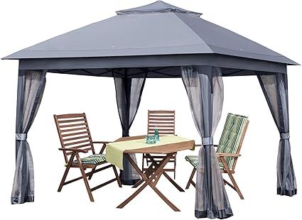 PAMAPIC 11x11 Outdoor Gazebo for Patios Canopy, for Sun and rain skylights, with Mosquito nets, W... | Amazon (US)