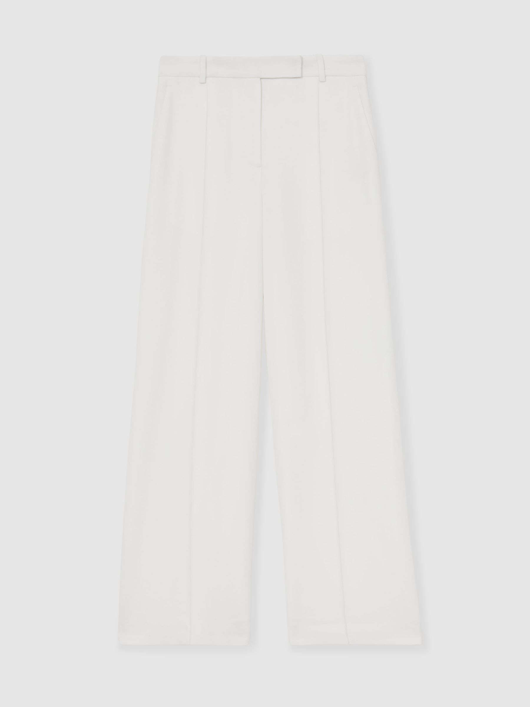 Crepe Wide-Leg Tailored Trousers in White | Reiss UK