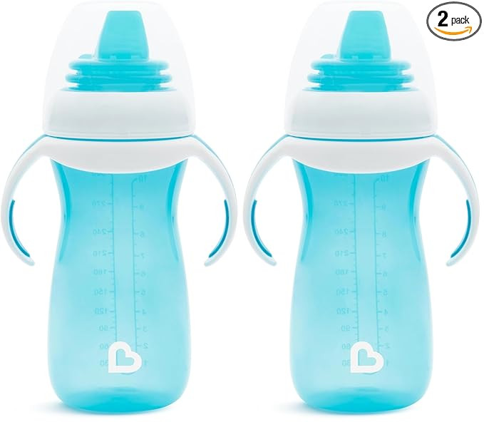Munchkin Sippy Cup, 10 Ounce, with Trainer Handles | Blue | Pack of 2 | Gentle Transition | Amazon (US)