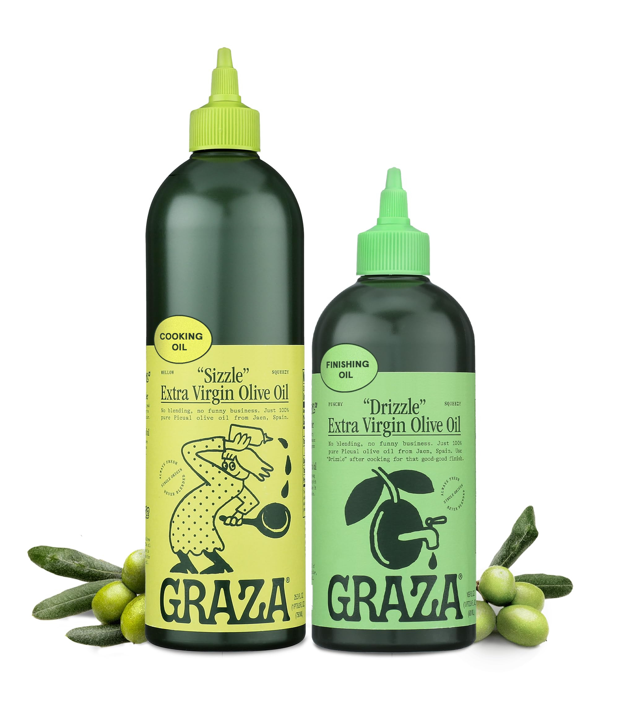 Graza Extra Virgin Olive Oil Variety Pack, Sizzle & Drizzle - High Polyphenol Peak Harvest EVOO C... | Amazon (US)