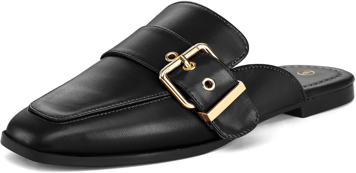 mysoft Mules for Women Flats Slip on Square Toe Slides Backless Loafer | Amazon (US)