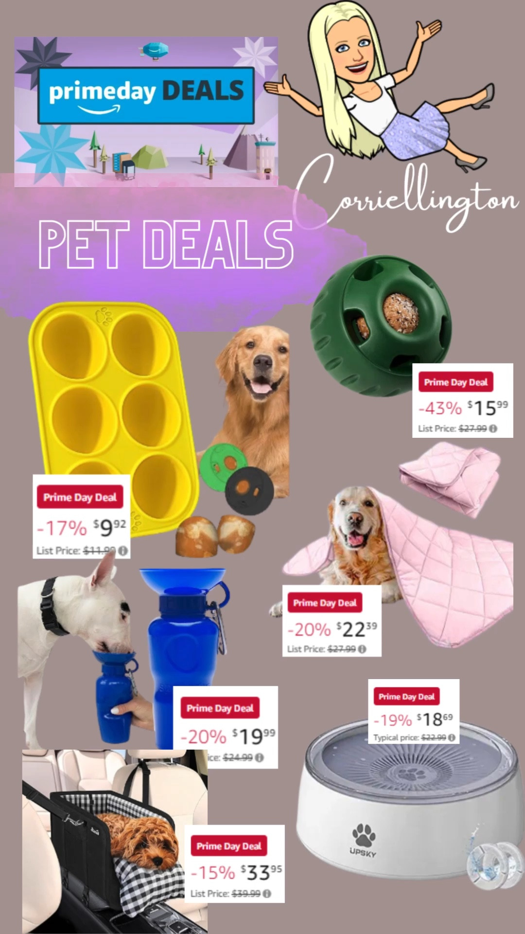 Amazon Prime Day Deals for Pets
Frozen treat maker for dogs
Cooling pad for dog 
Dog water bottle
Travel pet dish
No spill water dish for dog
Middle console car seat for pet


#LTKFindsUnder50 #LTKSaleAlert #LTKHome