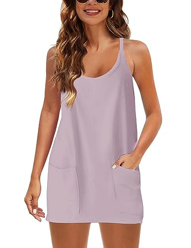 Womens Sleeveless Athletic Hot Shot Mini Dress with Built-in Shorts Sundress | Amazon (US)