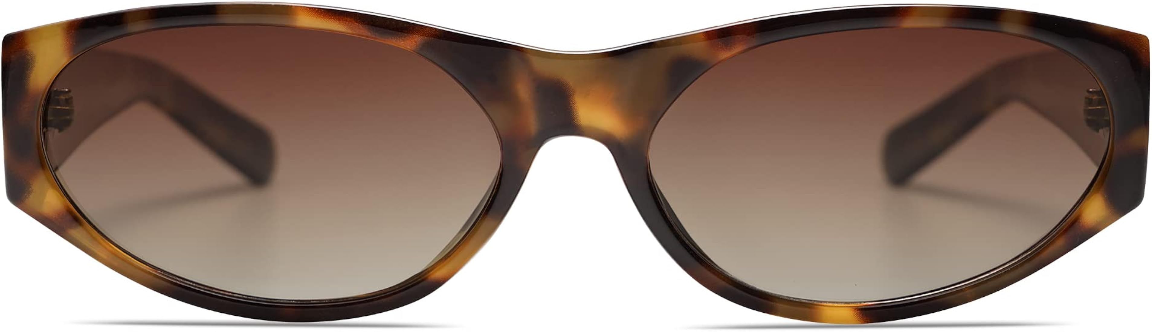 VANLINKER Polarized Retro Small Oval Cat Eye Sunglasses Womens Men Trendy Cateye Shades Narrow Skinn | Amazon (US)