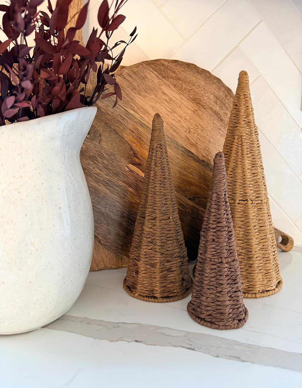 Affordable holiday decor find. Woven Christmas tree decor. Modern holiday decor. Rattan tree. | Amazon (US)