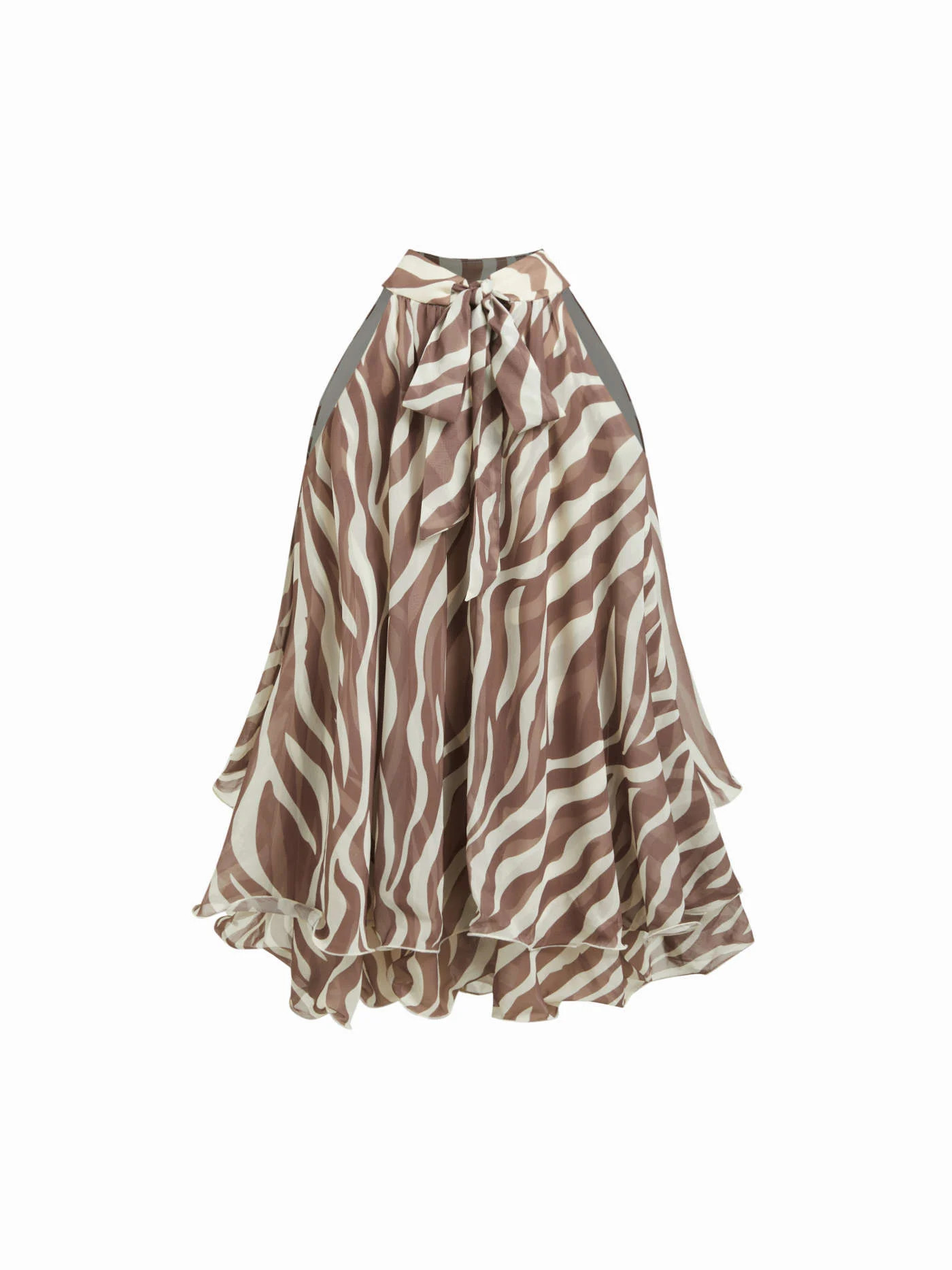 rush outfits Woven Halter Neckline Knotted Layered Ruffle Hem Blouse For Daily Casual Date | Cider