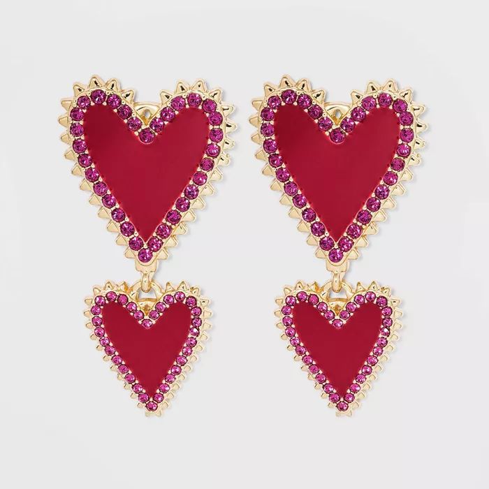 SUGARFIX by BaubleBar Crystal Trim Heart Drop Earrings | Target