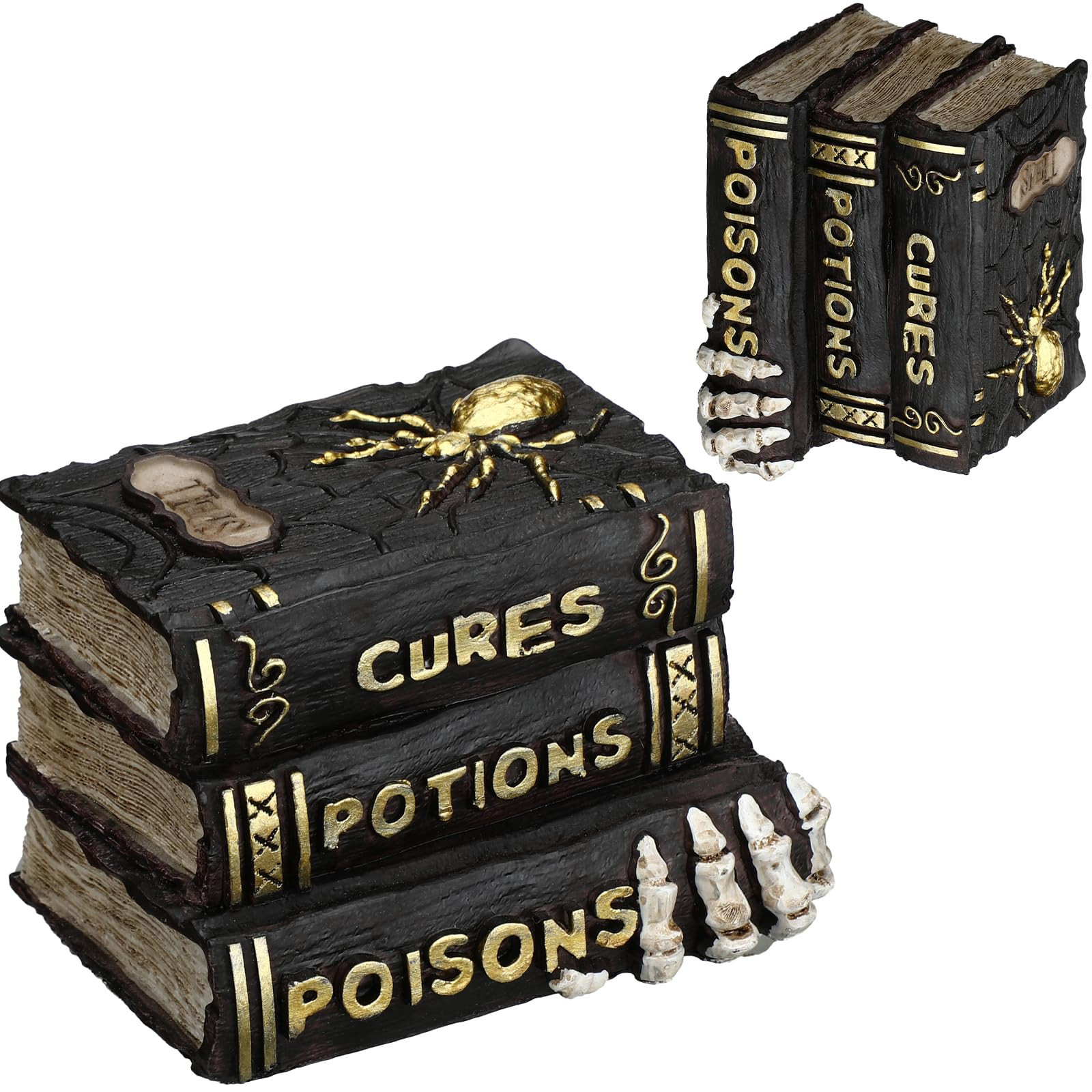 Namalu Witch and Wizard Spellbook Tabletop Decoration, Halloween Resin Witch and Wizard Spellbook Table Decorations, Halloween Resin Book Stack Decor for Home Table Mantel Fireplace (Classic Style) | Amazon (US)