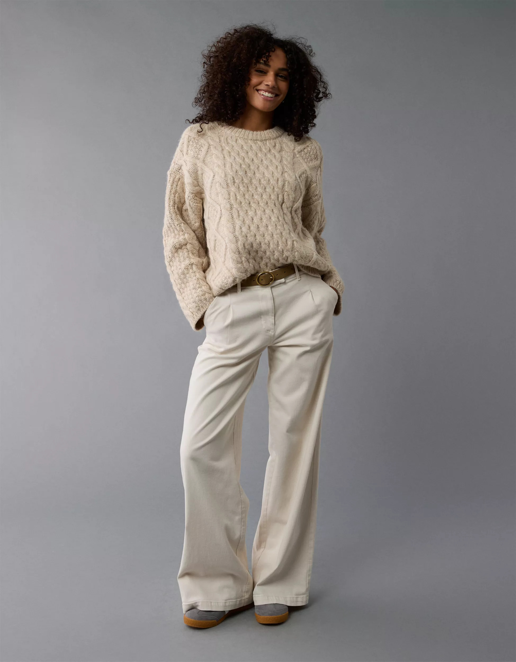 AE Oversized Cable Knit Sweater | American Eagle Outfitters (US & CA)