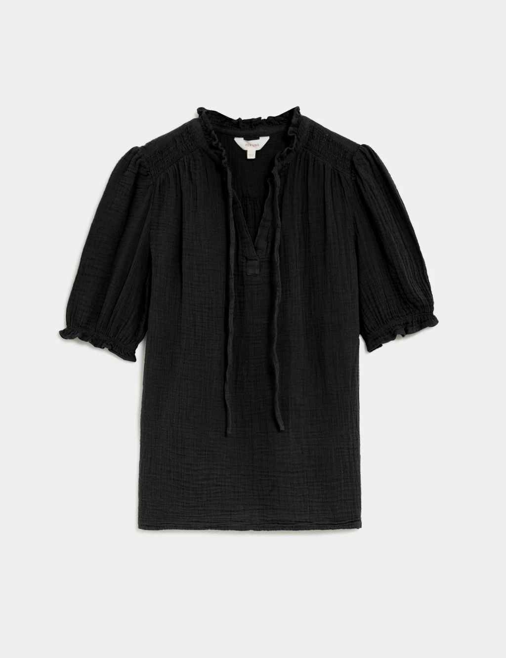 Pure Cotton Textured Notch Neck Blouse | Marks & Spencer (UK)