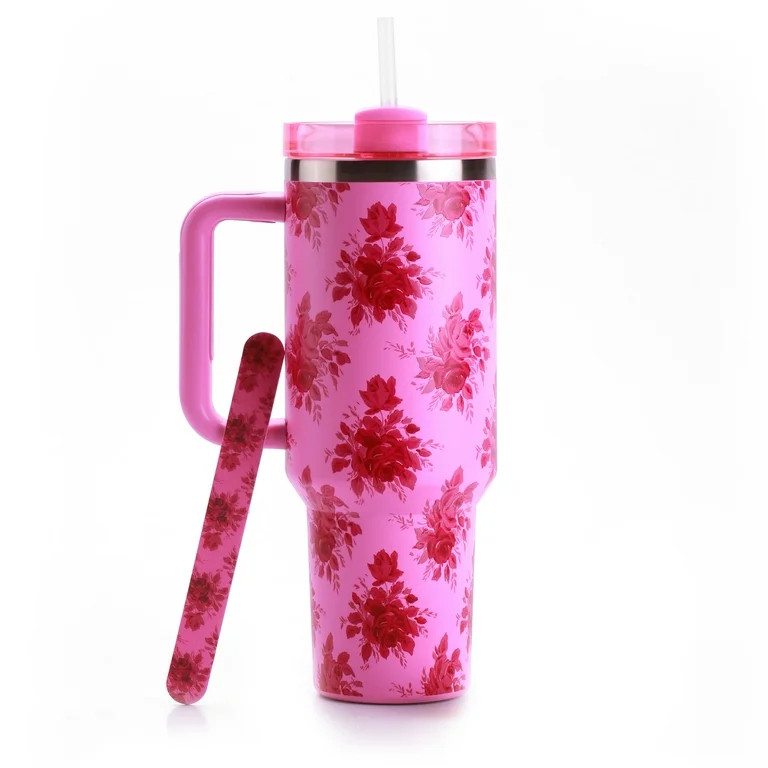 Hi Peach Layne 40 oz Pink Beauty Insulated Tumbler with Nail File | Walmart (US)