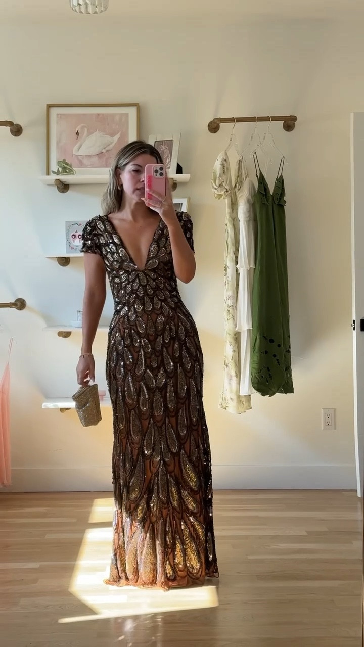 Wedding guest formal event dress destination party dress 

Wearing my usual size 2 

Black tie event 
Beaded gown 
Formal event 
Party dress 
Wedding guest 
Destination dress 

#LTKTravel #LTKWedding #LTKParties