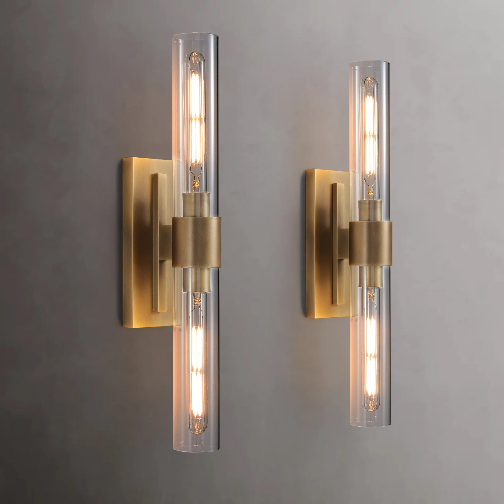 Zolee Luxury Brass Glass Wall Sconces ，Brass Wall Lights for Bathroom Vanity(Including Bulb) (S... | Wayfair North America