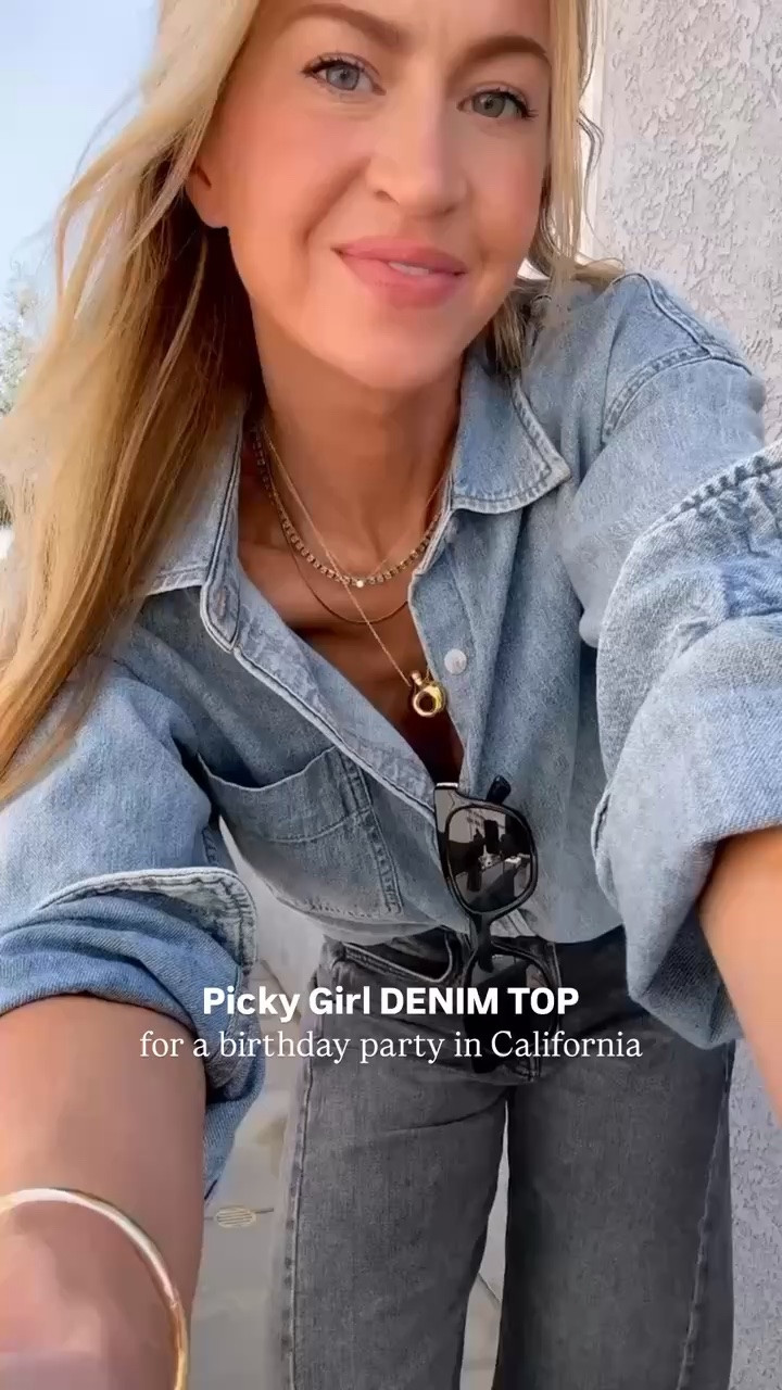 Picky girl denim top! 
Runs oversized, wearing size small

#LTKgrwm #LTKootd #LTKSeasonal