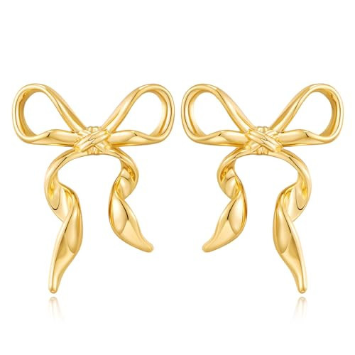 MUYAN Gold Vivid Bow Butterfly Earrings for Women Statement Large Bowknot Earring Jewelry Gift | Amazon (US)