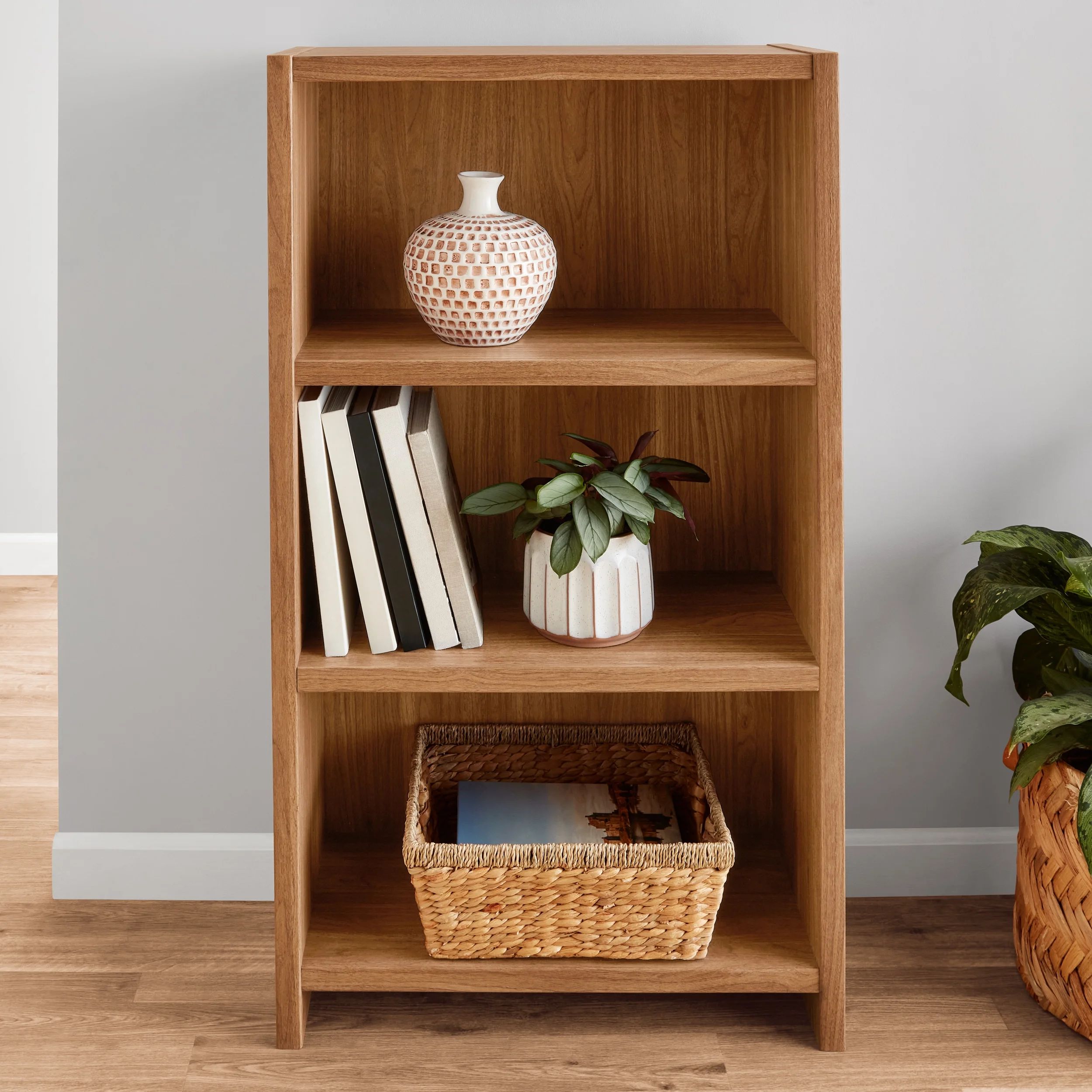 Mainstays Westley 3 Shelf Bookcase, Warm Walnut Finish | Walmart (US)