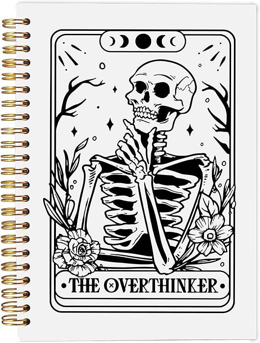 the Overthinker Tarot Card Notebook Journal, Gothic Goth Skull Notebook Journal, Witchy Journal, ... | Amazon (US)