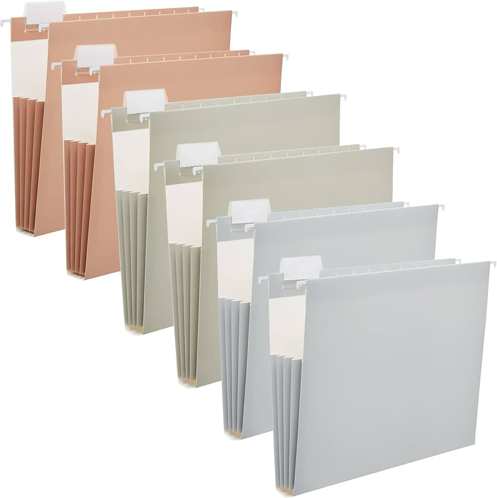 Y YOMA 6 Pack Extra Capacity Hanging File Folders Letter Size Accordion Decorative File Folder Cu... | Amazon (US)