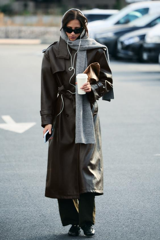 FAUX LEATHER LONG TRENCH COAT | Zara US