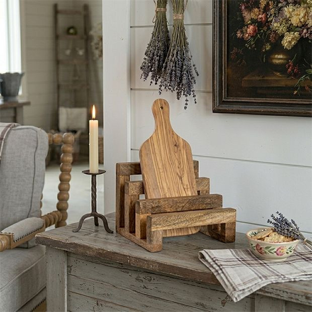 Three Section Wood Cutting Board Stand | Antique Farm House