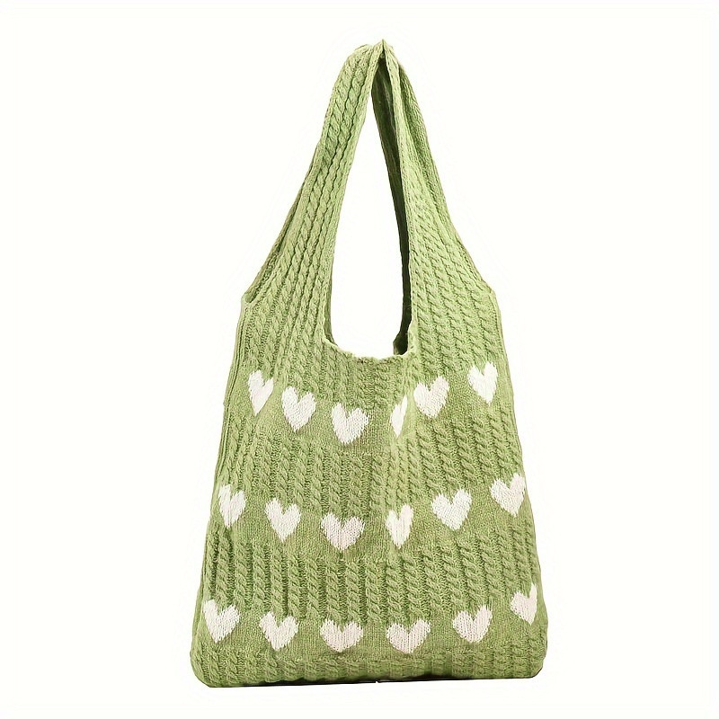 knitted love heart pattern shoulder bag   women's - Temu | Temu Affiliate Program