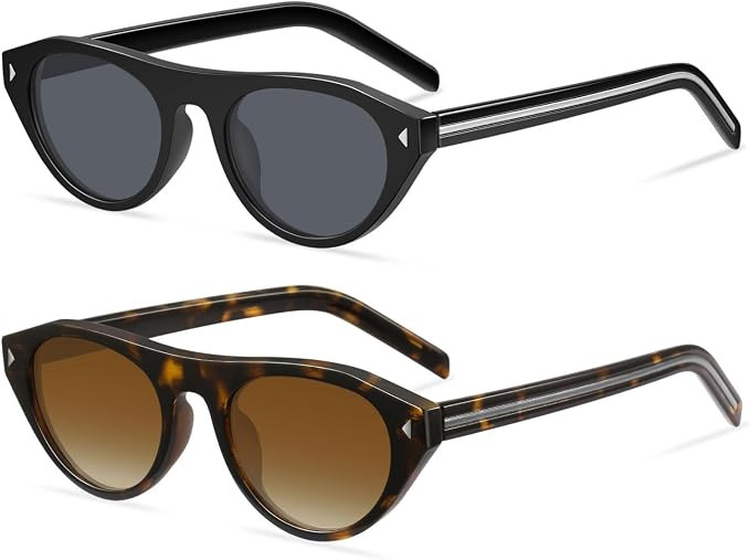 YDAOWKN Retro Small Oval Sunglasses for Women Men Trendy Narrow Round Cateye Shades UV400 Protect... | Amazon (US)