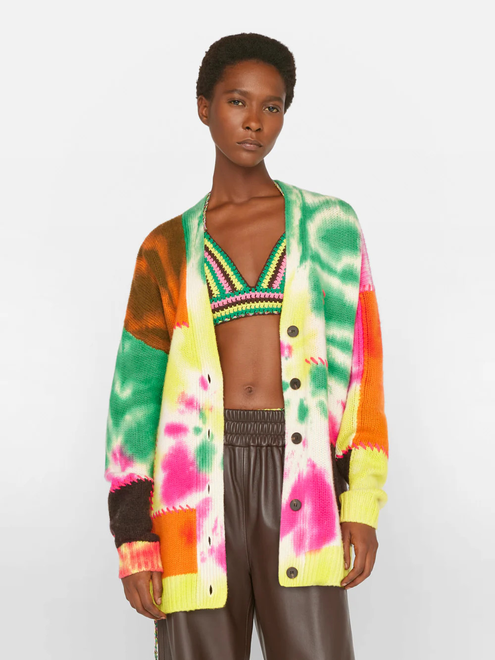 Tie Dye Cardigan -- Flash Lime Multi | Frame Denim