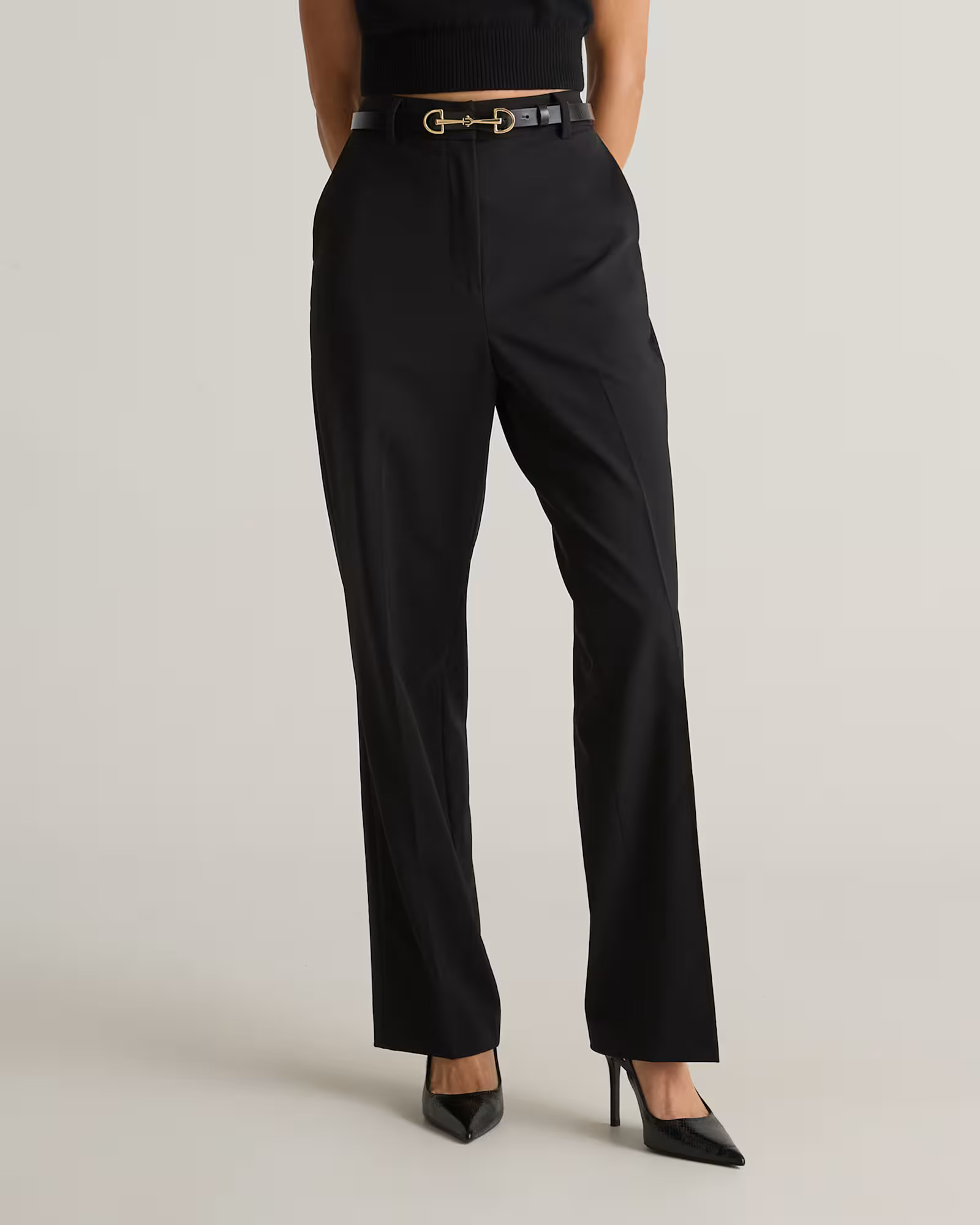 Black Italian Wool Straight Leg Pants | Quince