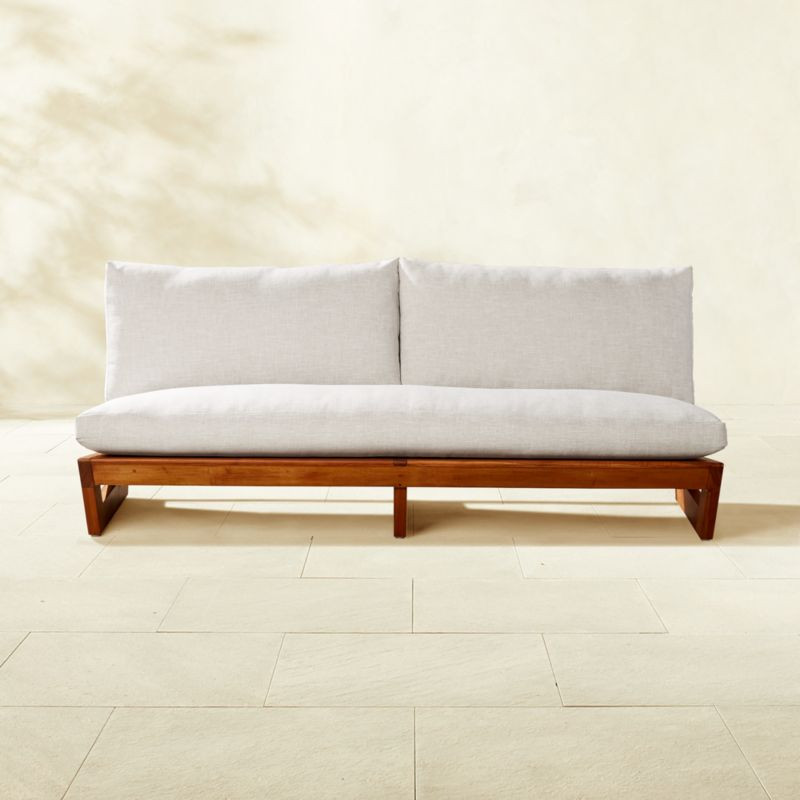 Sunset 74" Teak Outdoor Loveseat + Reviews | CB2 | CB2