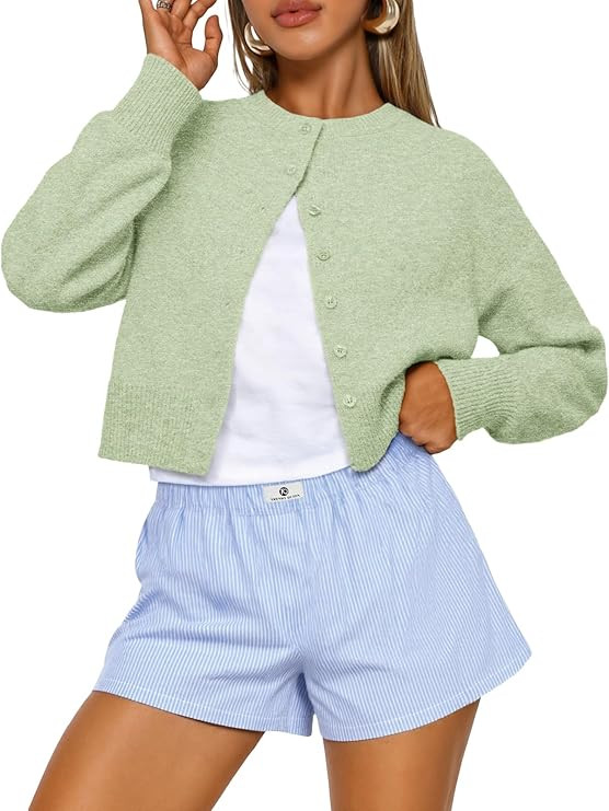 Trendy Queen Cropped Cardigan Sweaters for Women Lightweight Y2k Fall Outfits Spring Fashion Clot... | Amazon (US)