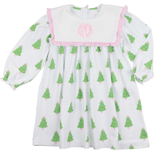 Pink And Green Knit Christmas Tree Dress | Cecil and Lou