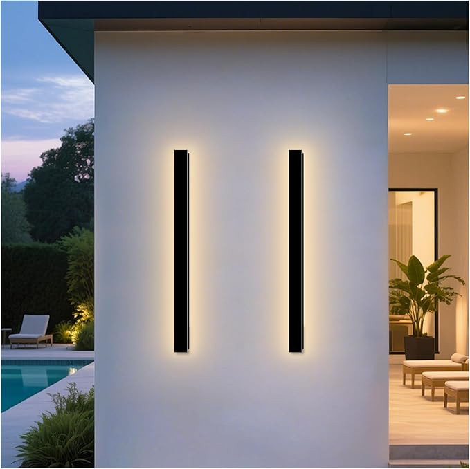 Modern Outdoor Wall Lights, 2 Pack 47 Inch Long Outdoor Wall Sconces 3000K LED Wall Mount Exterio... | Amazon (US)