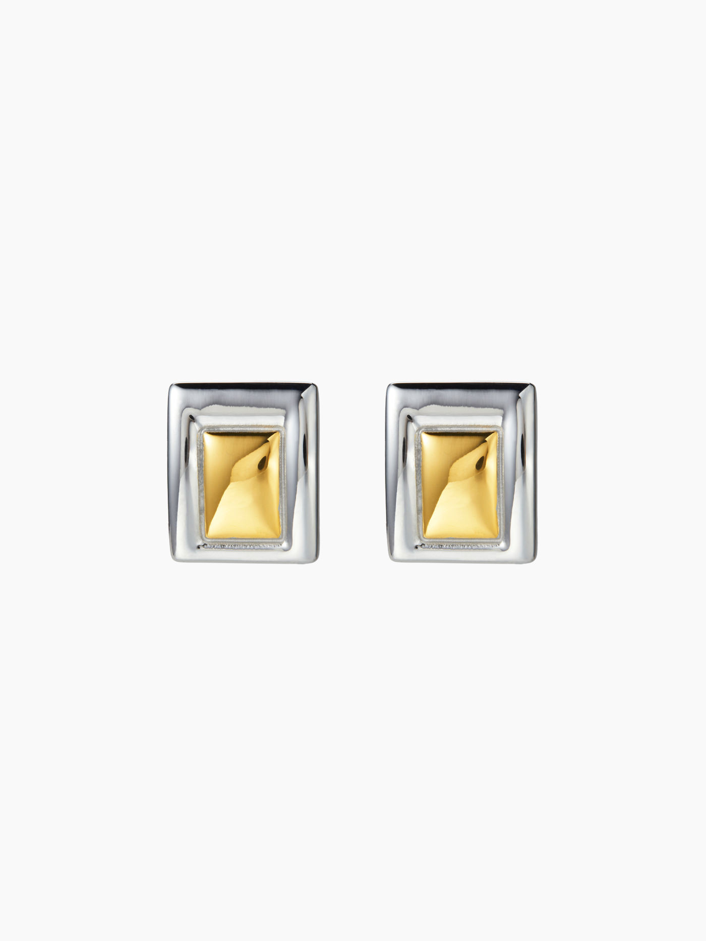 Stainless Steel TWO TONE SQUARE STUD EARRINGS For School Daily Casual Date Exhibition Coffee Shop... | Cider