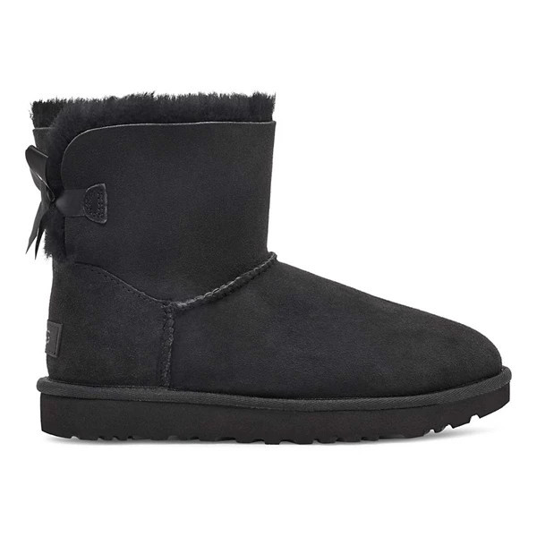 Women's UGG Mini Bailey Bow II Shearling Boots 10 Black | Scheels