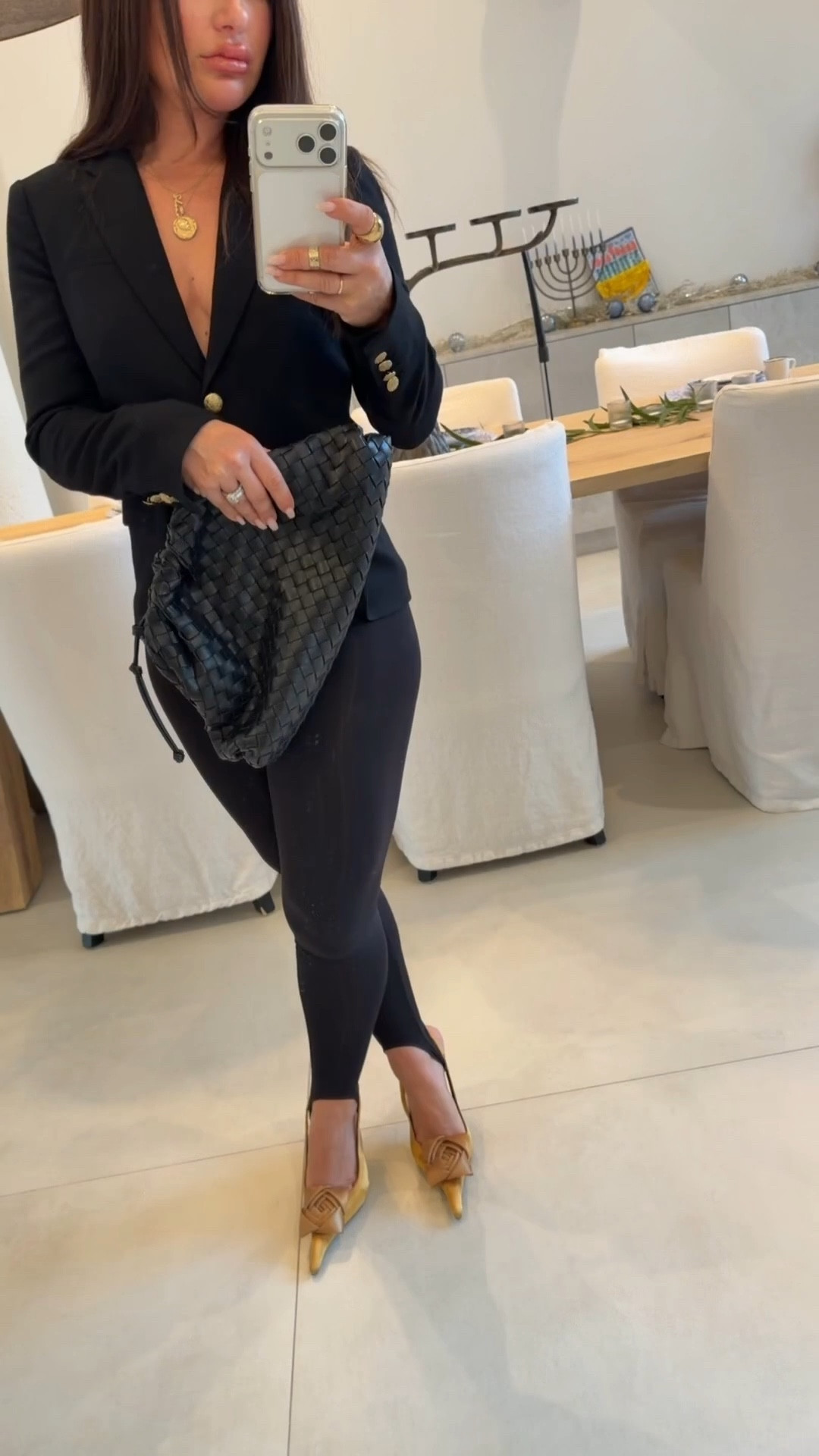 Jewelry store opening wearing the new #yslheels #AmaliaSlingback With a great pair of #stirrupleggings and #bottegbag

#LTKHoliday #LTKgrwm #LTKootd