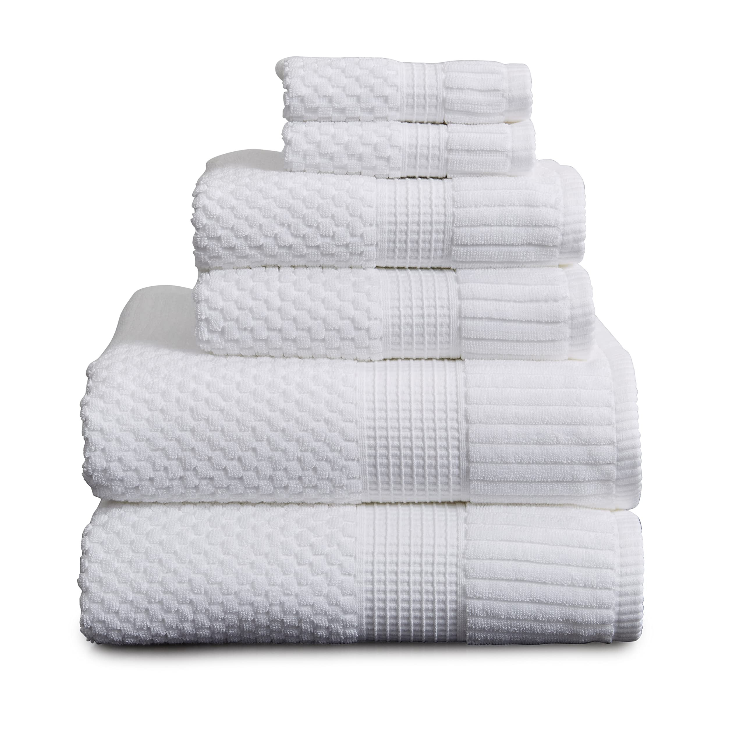 NY Loft 100% Cotton Bath Towel Set | 6 Piece Set - White Towels | Absorbent & Quick-Dry Bath Towe... | Amazon (US)