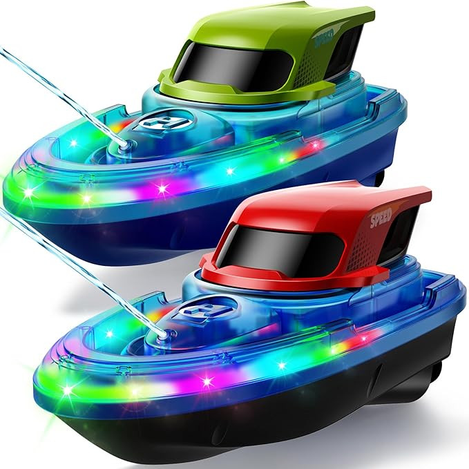 SYMA 2 Pack RC Boats for Kids, Remote Control Boats for Pool, 7-Mode LED Light Up & Water Spray, ... | Amazon (US)