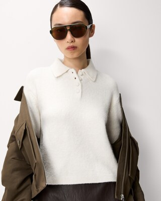 F&F Textured Polo Jumper in Cream | Tesco F&F