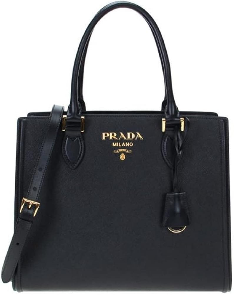 Prada Saffiano Lux Black Medium Satchel Handbag 1BA227 | Amazon (US)