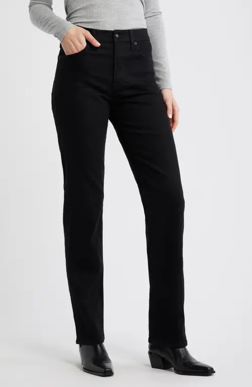 Madewell The Longline Straight Leg Jeans in Clean Black Wash at Nordstrom, Size 25 | Nordstrom