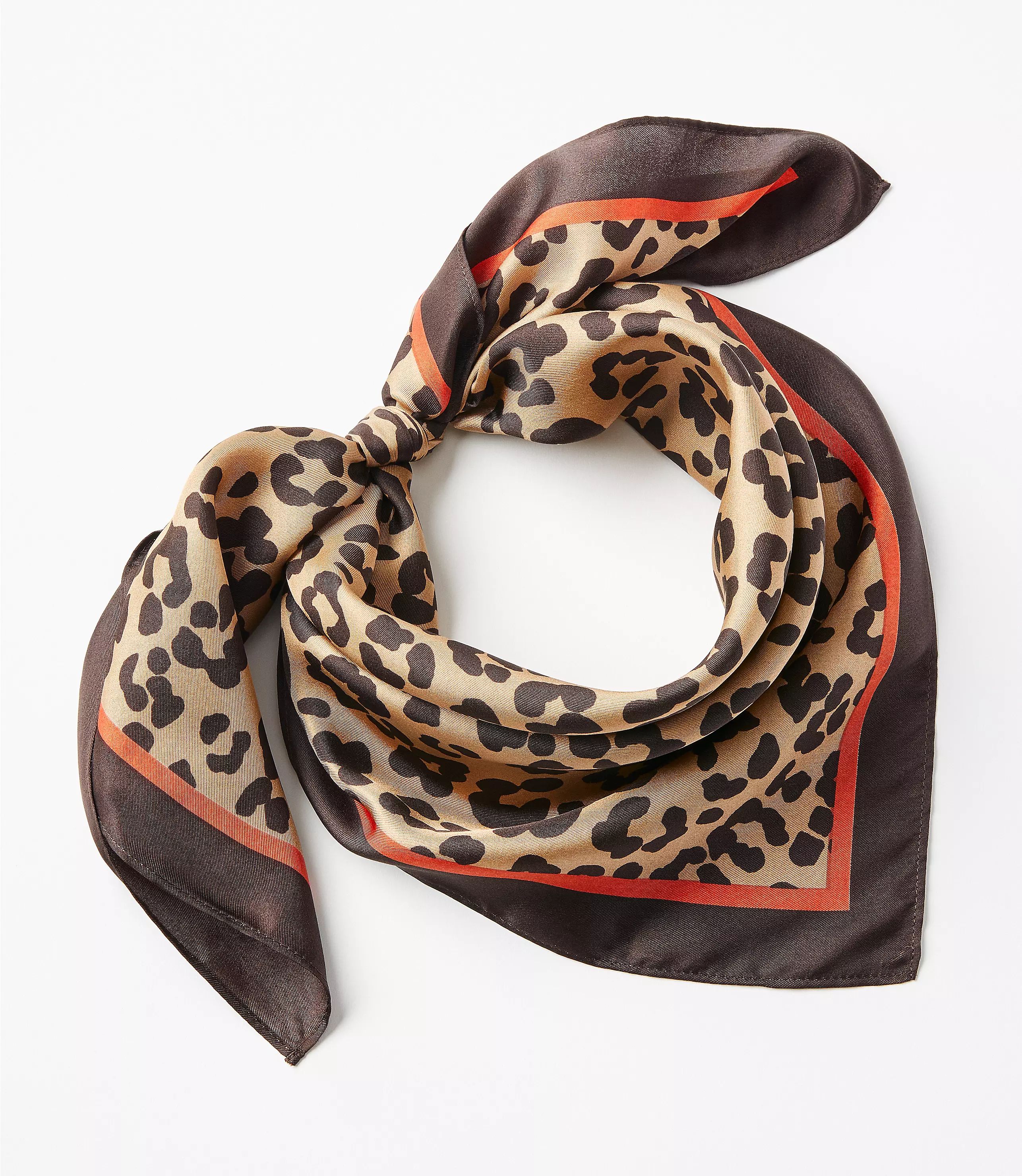 Leopard Print Silk Square Scarf | LOFT