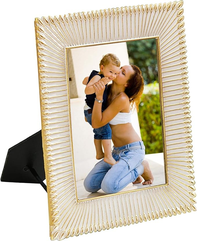 Kimdio Vintage Resin Picture Frame 6x8 Antique Frames Gold and White with Texture - High Definiti... | Amazon (US)