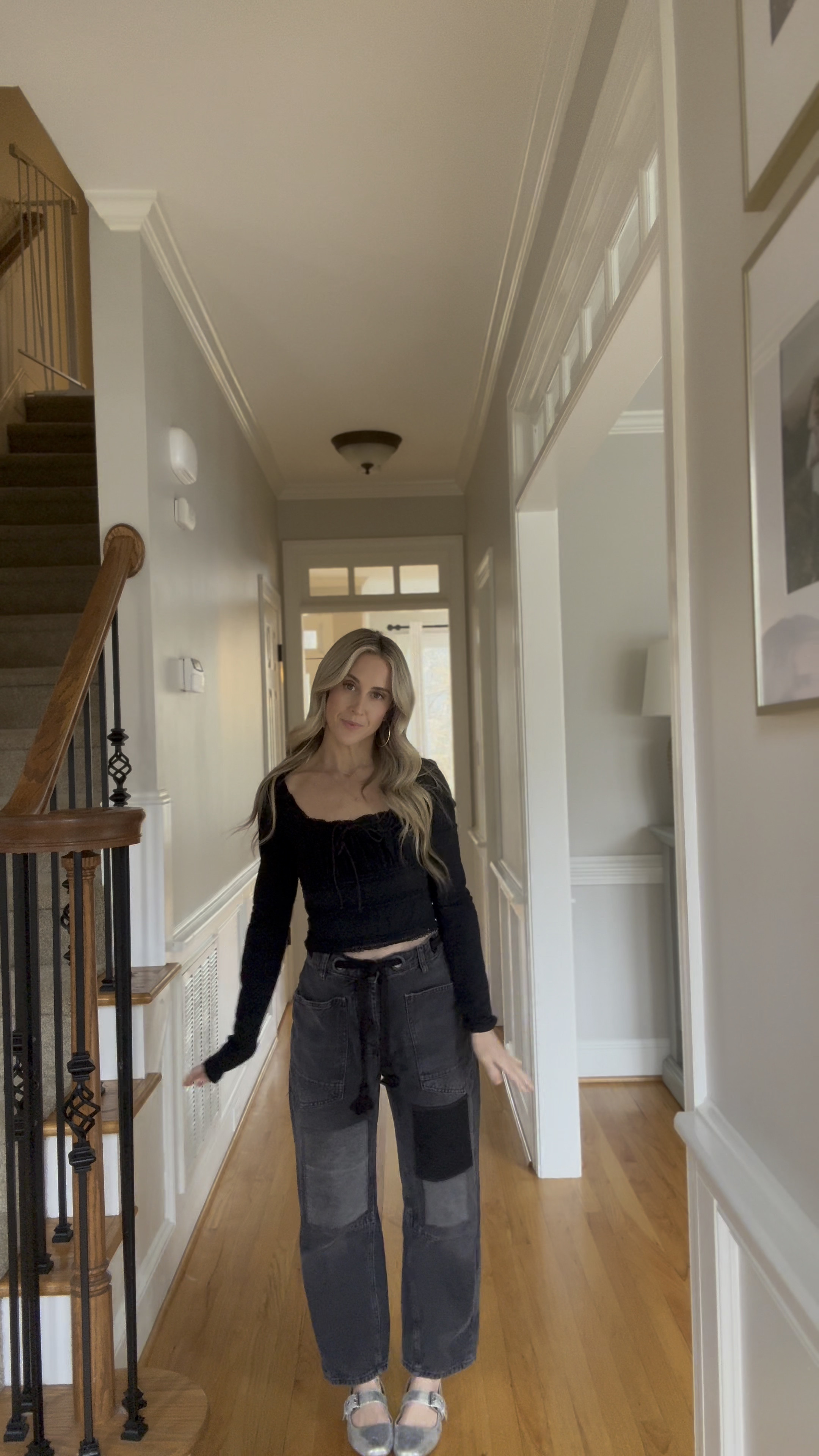 In love with this feminine blouse! Wearing xs in the top and size 24 in the jeans! 
@freepeople

#LTKSeasonal #LTKStyleTip #LTKFindsUnder100