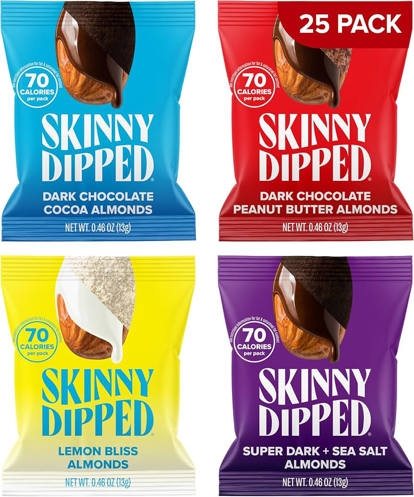 SkinnyDipped Snack Attack Minis Almond Variety Pack, 0.46oz Bags | 25 Pack | Amazon (US)