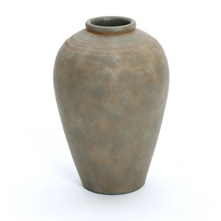 LuxenHome Rustic Ceramic Flower Vase, 14'' Brown Terracotta Urn Vases for Room Decor, Vintage Pot... | Walmart (US)