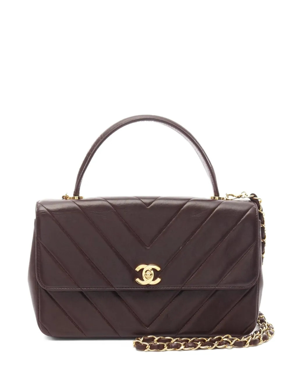 CHANEL Pre-Owned 1991-1994 셰브런 V 스티치 투웨이 핸드백 | 레드 | FARFETCH KR | Farfetch Global