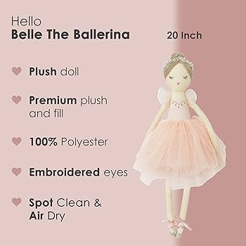 MON AMI Belle The Ballerina Stuffed Doll – 20”, Plush Ballerina Doll for Girls, Use as Toy or... | Amazon (US)
